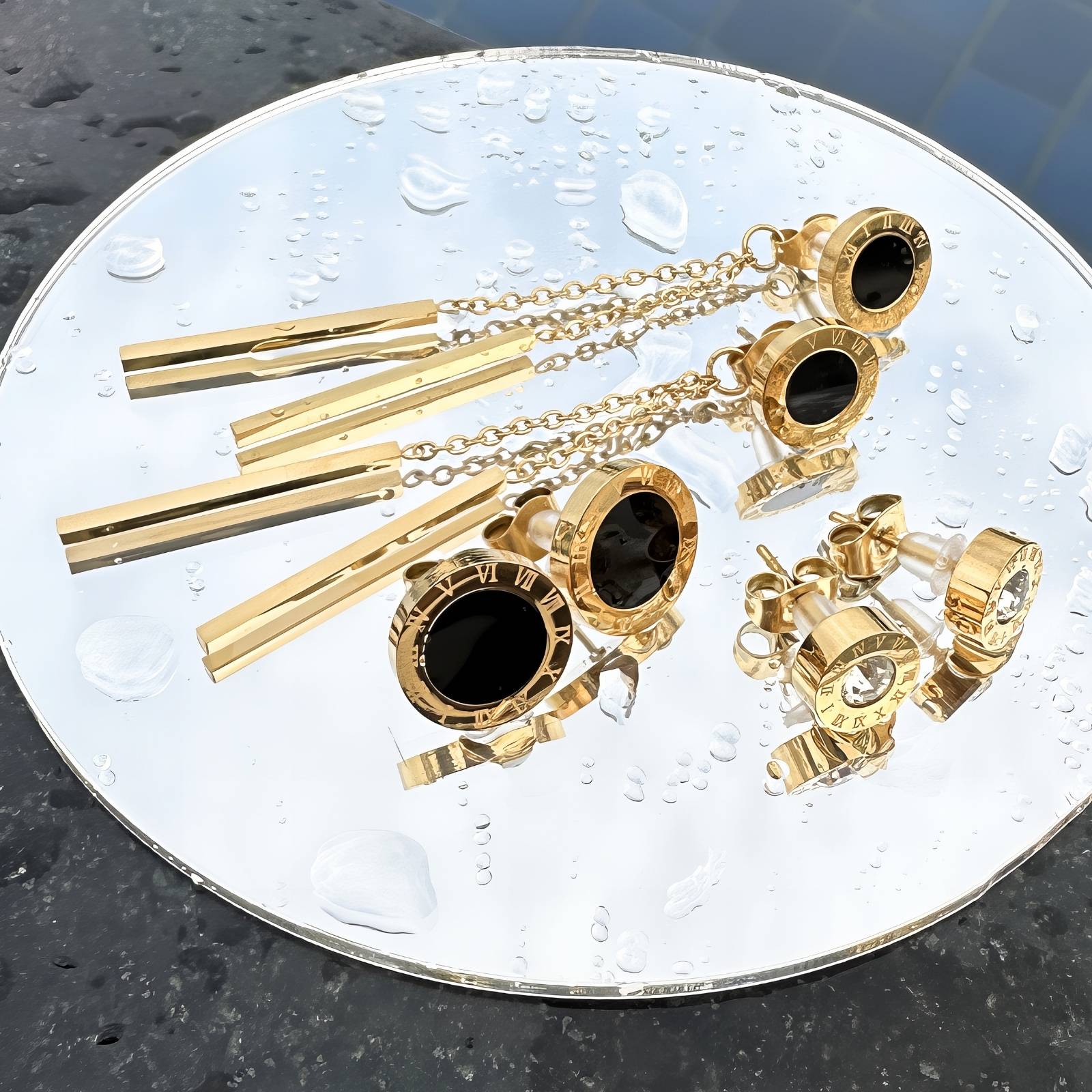 Cercei Auria Premium Luxury din inox cu zirconiu cubic, placati cu aur 18K