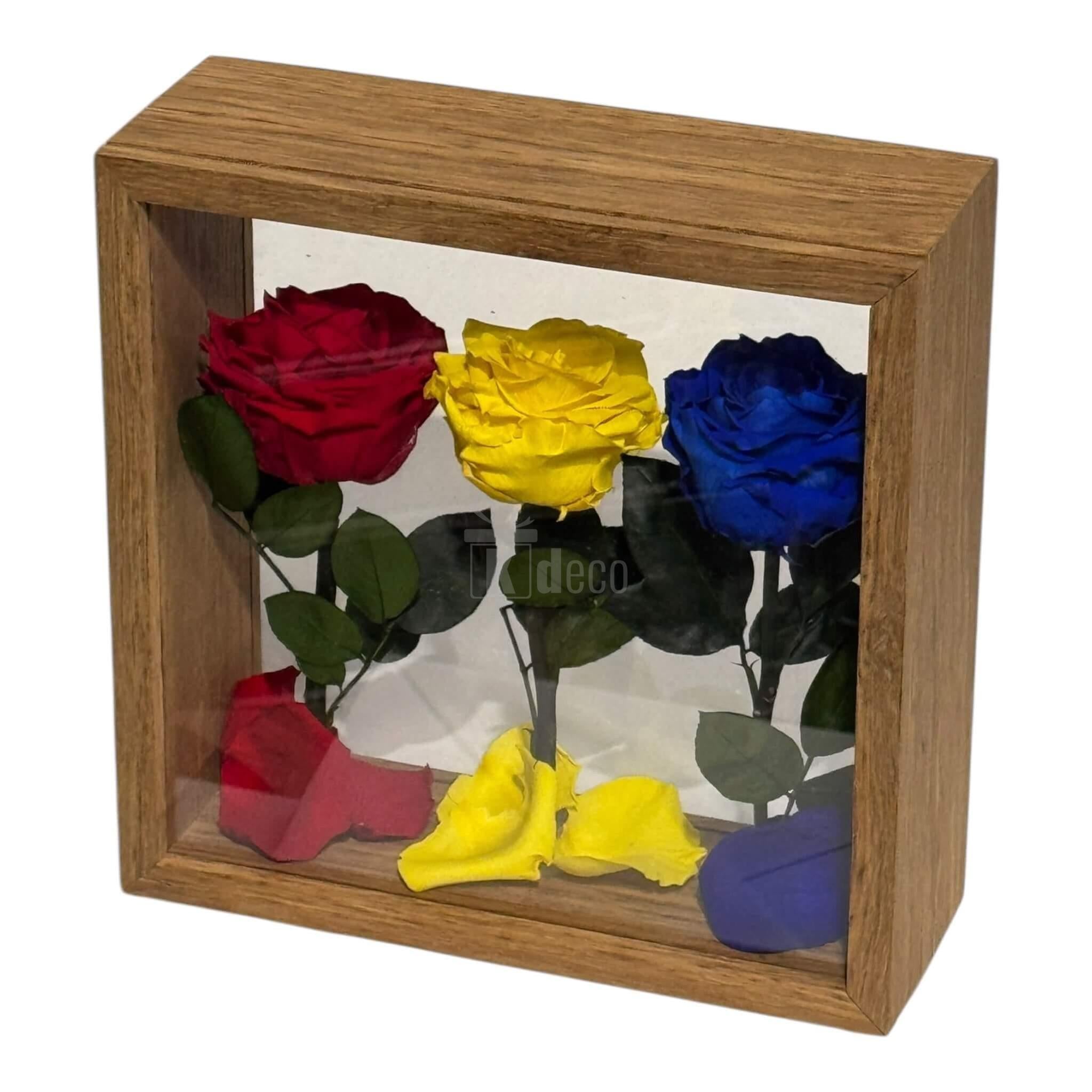 Aranjament de Masă cu Trandafiri Criogenați în Culorile României – Simbol de Patriotism și Eleganță 🇷🇴✨ - Kdeco.ro