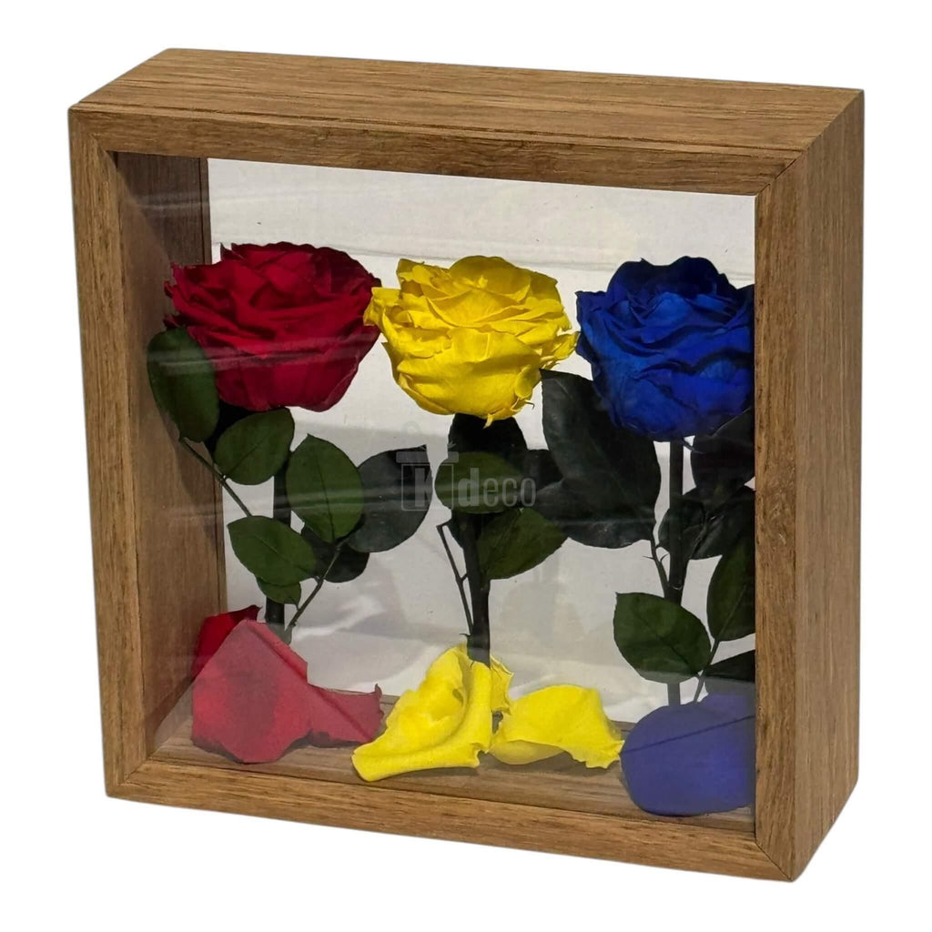 Aranjament de Masă cu Trandafiri Criogenați în Culorile României – Simbol de Patriotism și Eleganță 🇷🇴✨ - Kdeco.ro