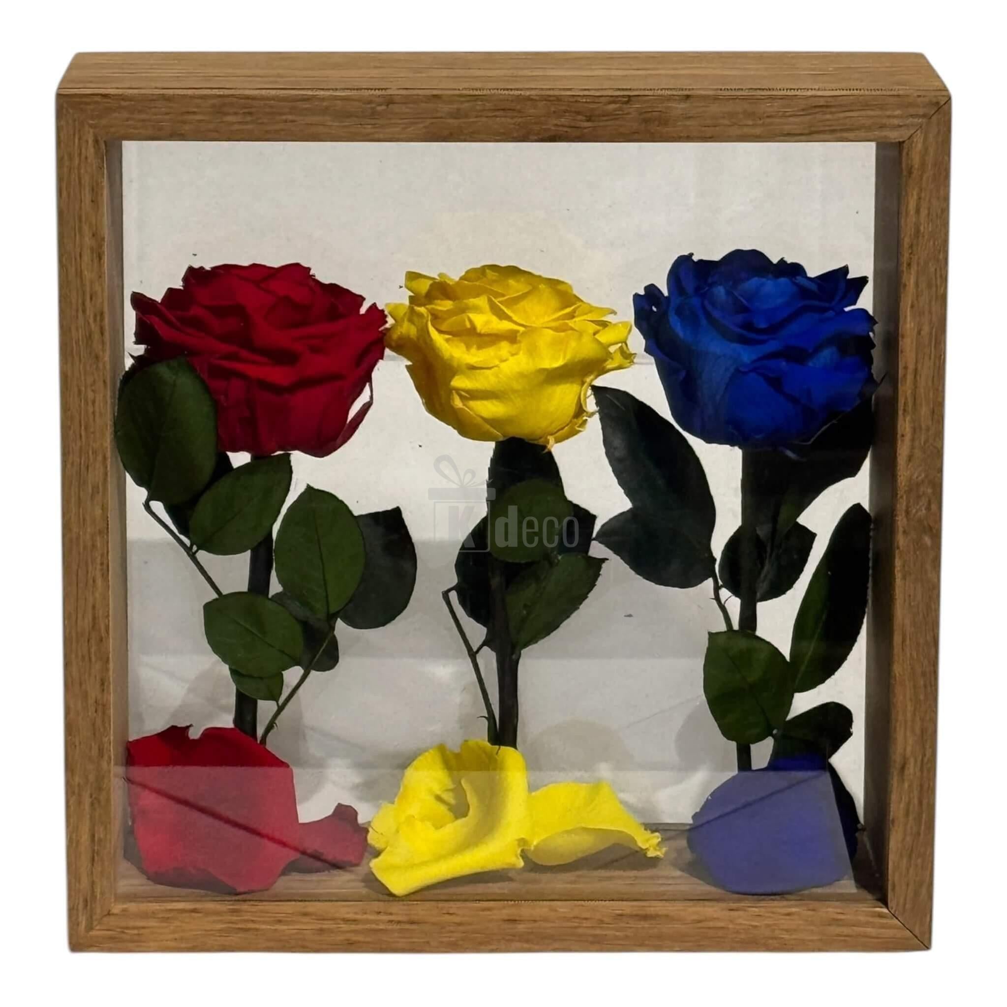 Aranjament de Masă cu Trandafiri Criogenați în Culorile României – Simbol de Patriotism și Eleganță 🇷🇴✨ - Kdeco.ro