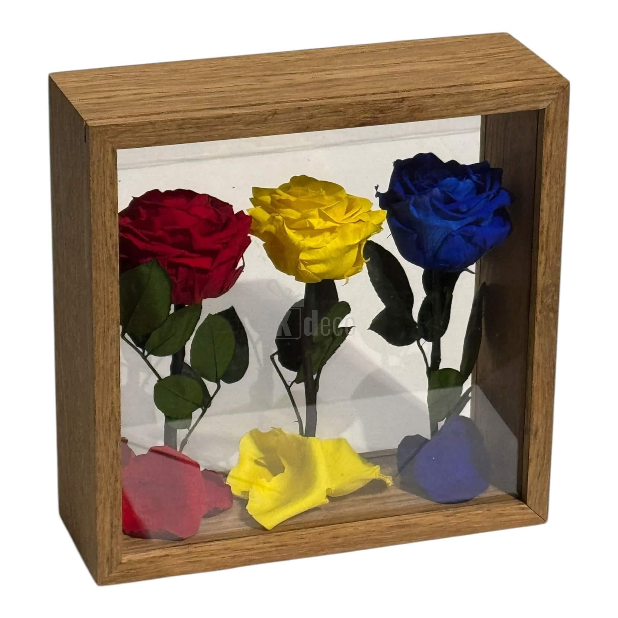 Aranjament de Masă cu Trandafiri Criogenați în Culorile României – Simbol de Patriotism și Eleganță 🇷🇴✨ - Kdeco.ro