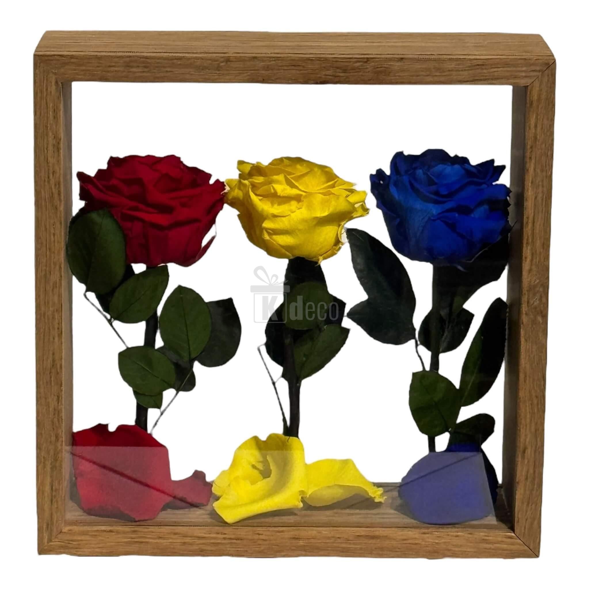 Aranjament de Masă cu Trandafiri Criogenați în Culorile României – Simbol de Patriotism și Eleganță 🇷🇴✨ - Kdeco.ro