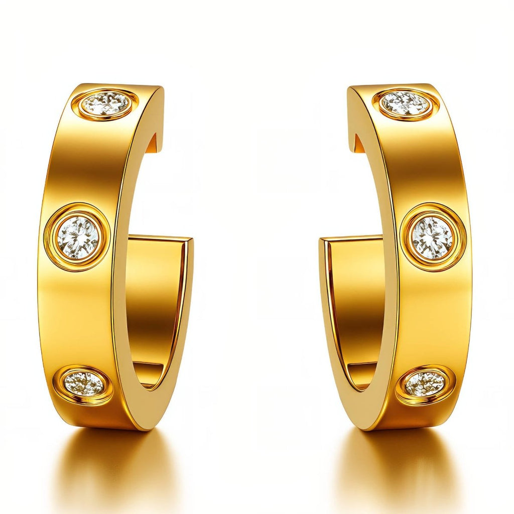 Cercei Lyra Zirconiu Cubic Premium din inox cu Zirconiu Cubic, placati cu aur 18K - Kdeco.ro