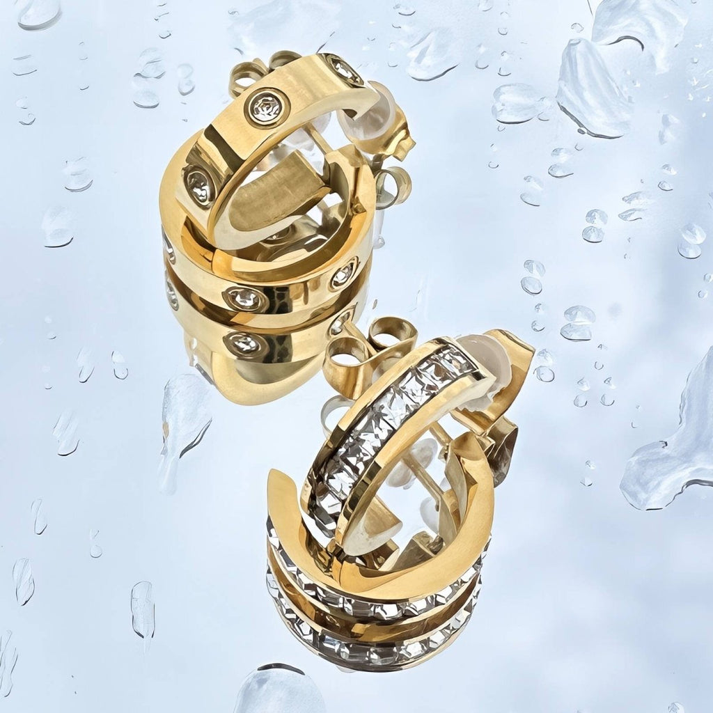 Cercei Lyra Zirconiu Cubic Premium din inox cu Zirconiu Cubic, placati cu aur 18K - Kdeco.ro