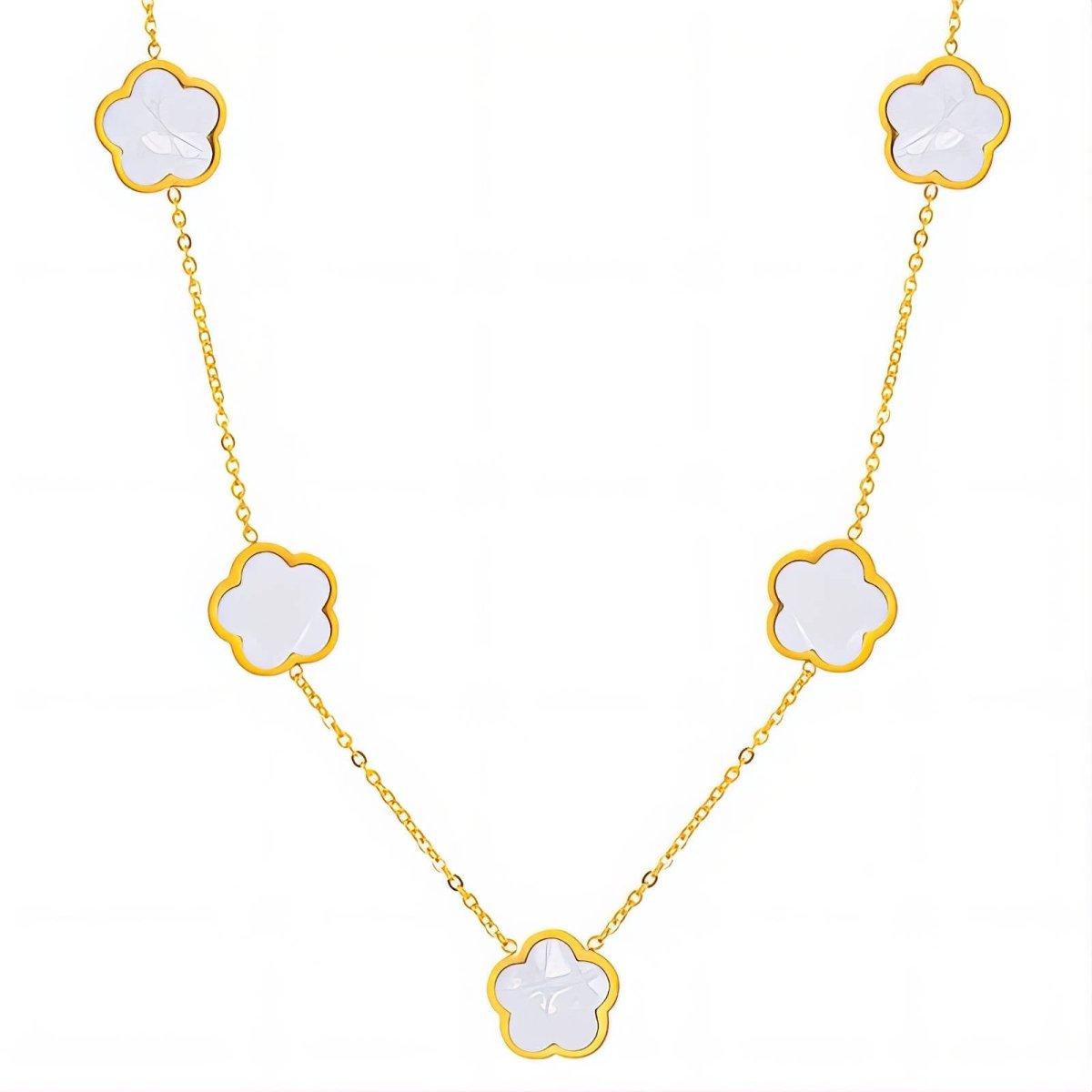 Colier Aurea Flower Meadow Necklace din inox cu pandantiv floral, placat cu aur 18K - Kdeco.ro