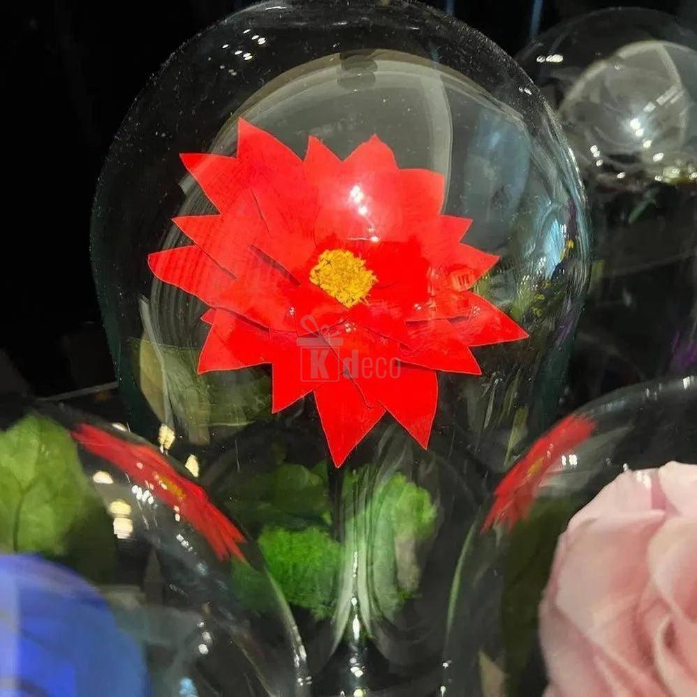 Craciunita Criogenata Rosie in Cupola Decorativa Ø10cm - Cadou Unic pentru Persoana Iubita - Kdeco.ro