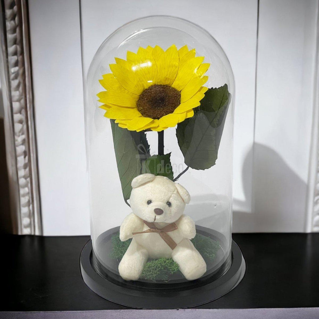 Floarea Soarelui Criogenata Ø10-12cm, cupola 15x25cm, cu ursulet-Kdeco.ro
