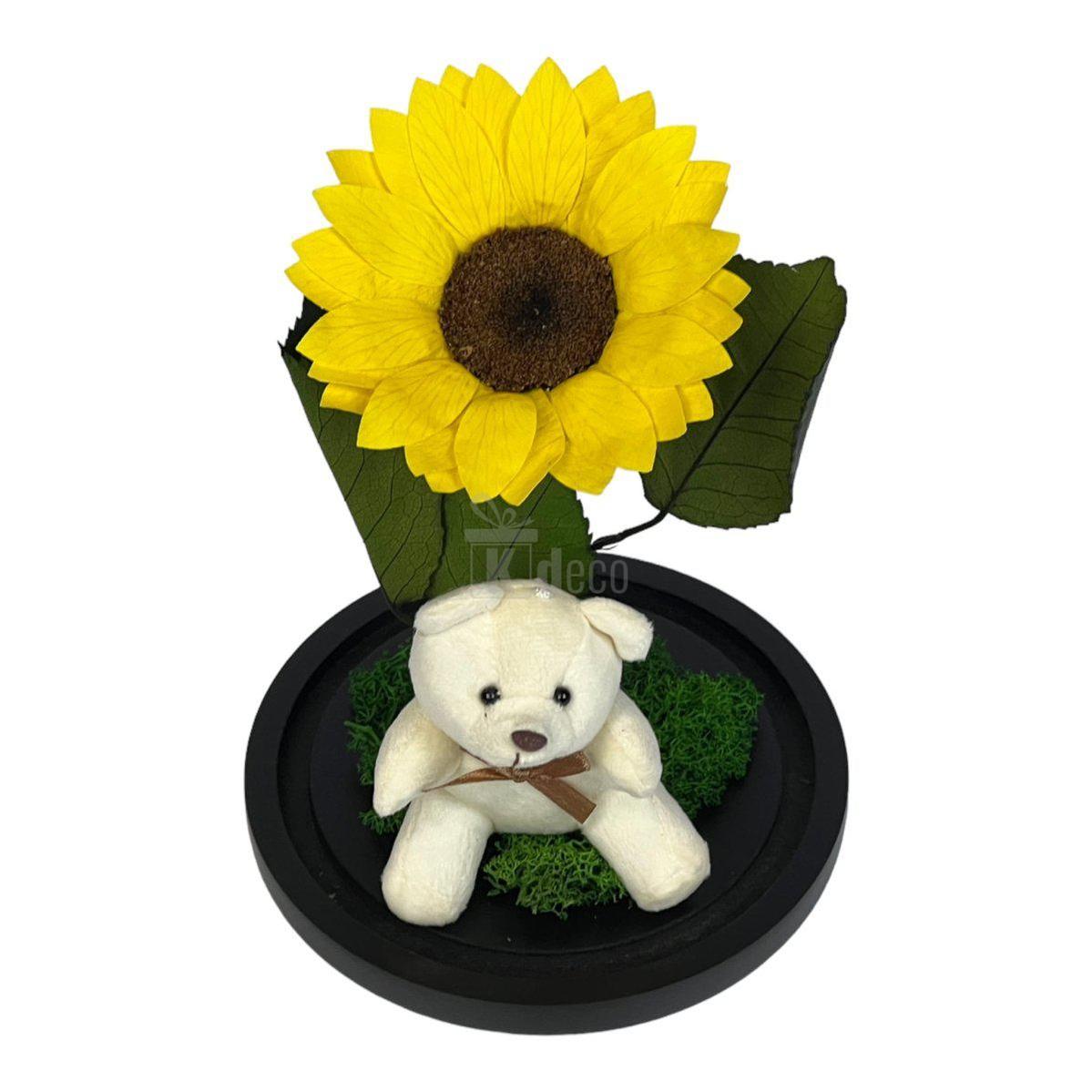 Floarea Soarelui Criogenata Ø10-12cm, cupola 15x25cm, cu ursulet-Kdeco.ro