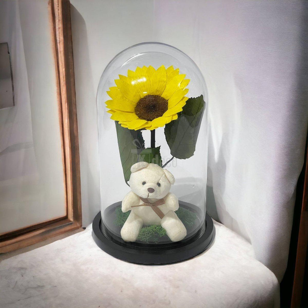 Floarea Soarelui Criogenata Ø10-12cm, cupola 15x25cm, cu ursulet-Kdeco.ro