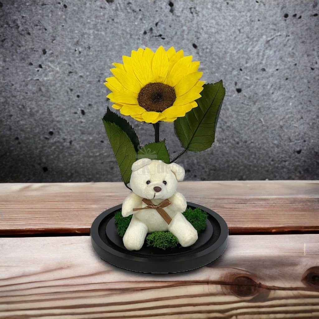 Floarea Soarelui Criogenata Ø10-12cm, cupola 15x25cm, cu ursulet-Kdeco.ro