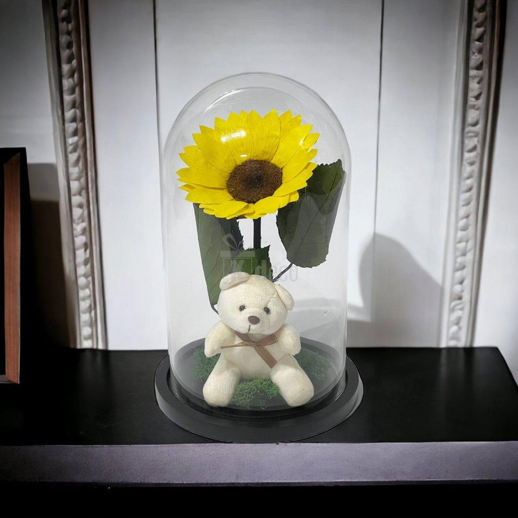 Floarea Soarelui Criogenata Ø10-12cm, cupola 15x25cm, cu ursulet-Kdeco.ro