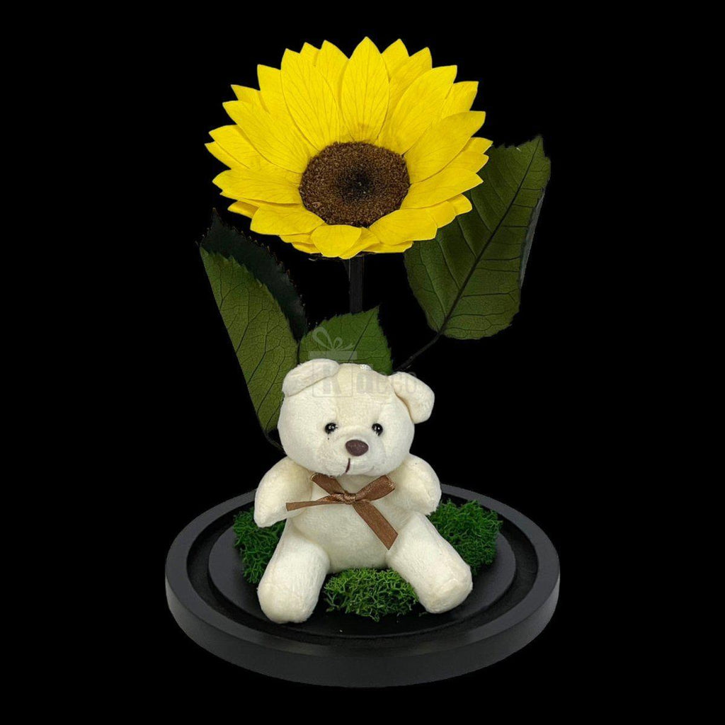 Floarea Soarelui Criogenata Ø10-12cm, cupola 15x25cm, cu ursulet-Kdeco.ro