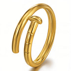 Inel Caela Premium din inox cu design ajustabil, finisaj minimalist, placat cu aur 18K - Kdeco.ro