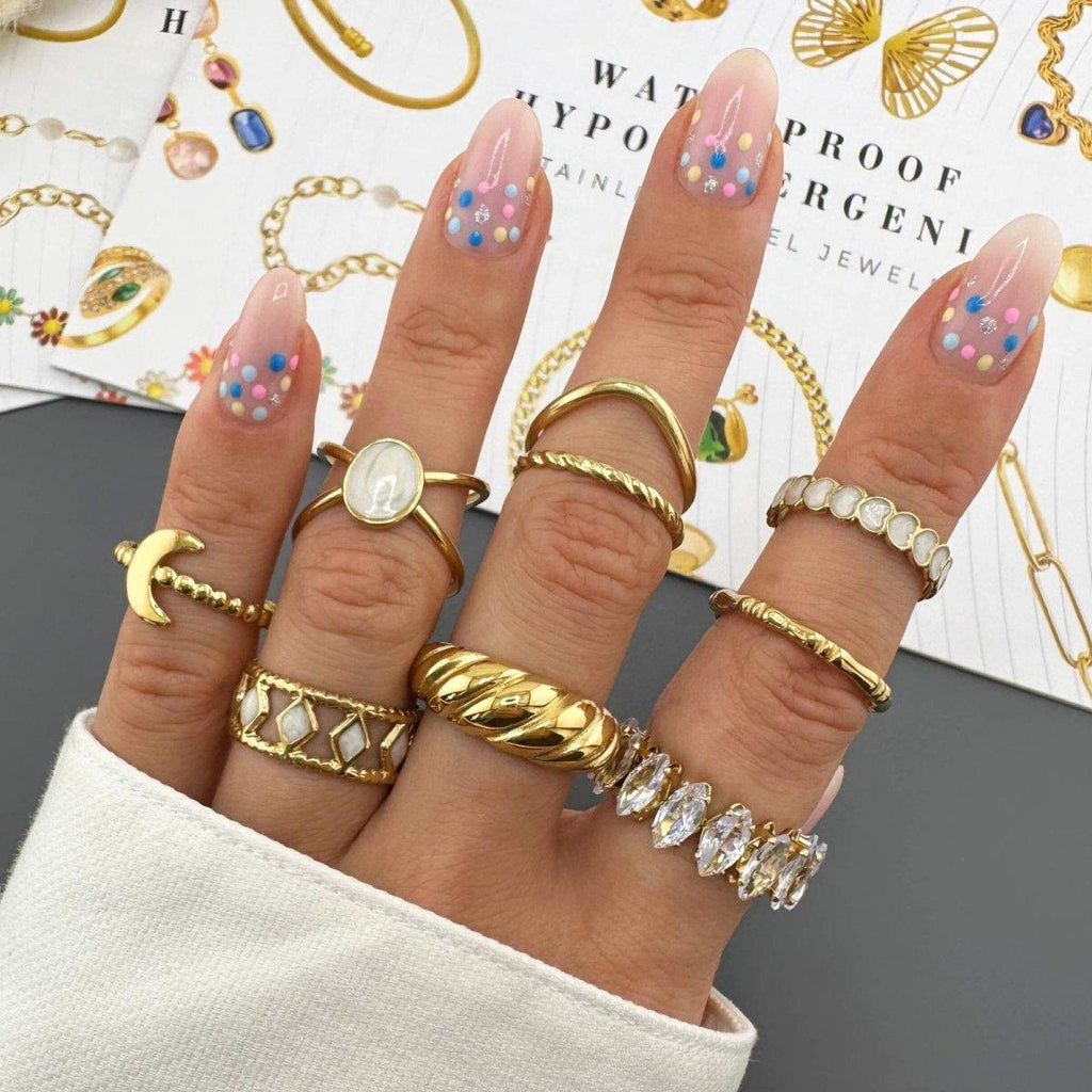 Inel Lunex Premium din inox cu zirconiu cubic fin luciu discret, placat cu aur 18K - Kdeco.ro