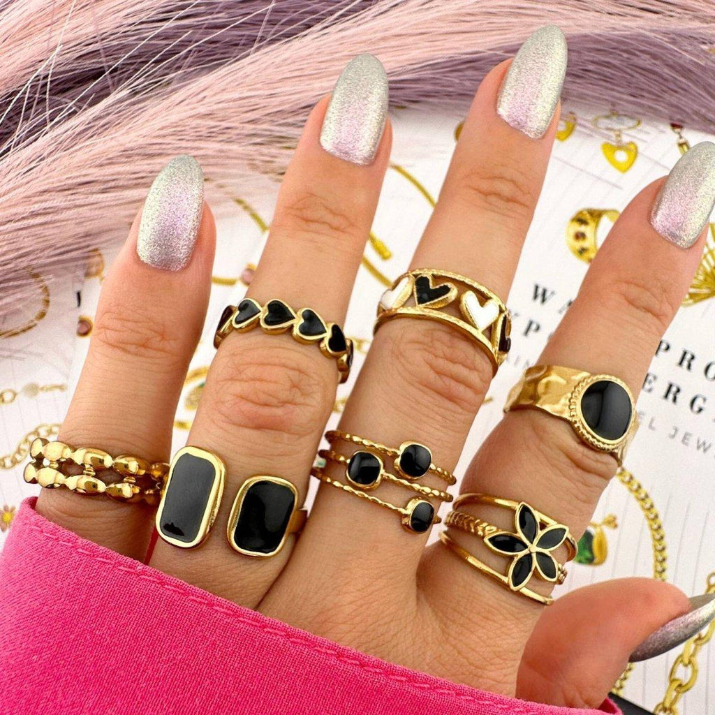 Inel Nyra Premium din inox cu Design Geometric si Texturi Fine, placat cu aur 18K - Kdeco.ro