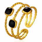 Inel Nyra Premium din inox cu Design Geometric si Texturi Fine, placat cu aur 18K - Kdeco.ro