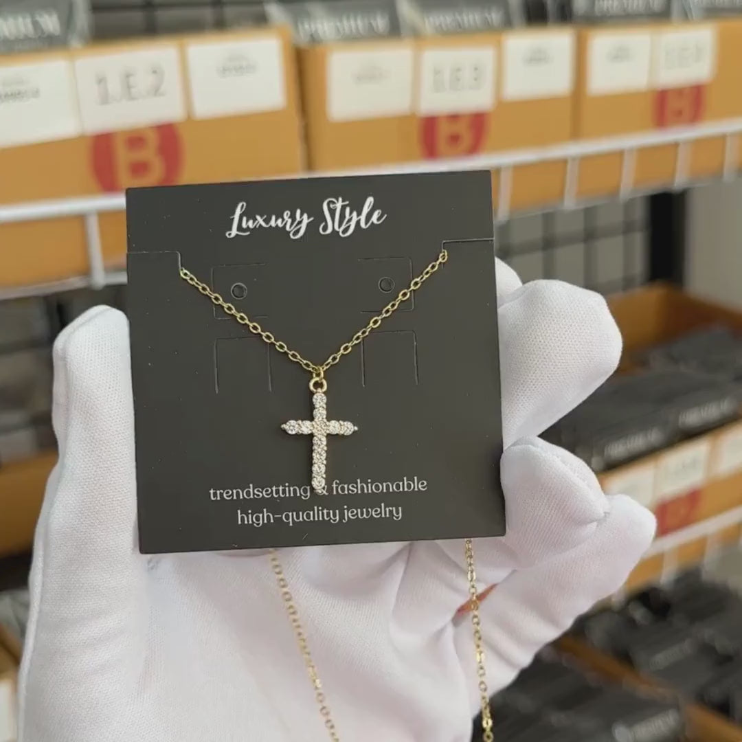 Colier Lyana Premium cu pandantiv Cruciulita cu zirconii cubice, Placat cu Aur de 18K