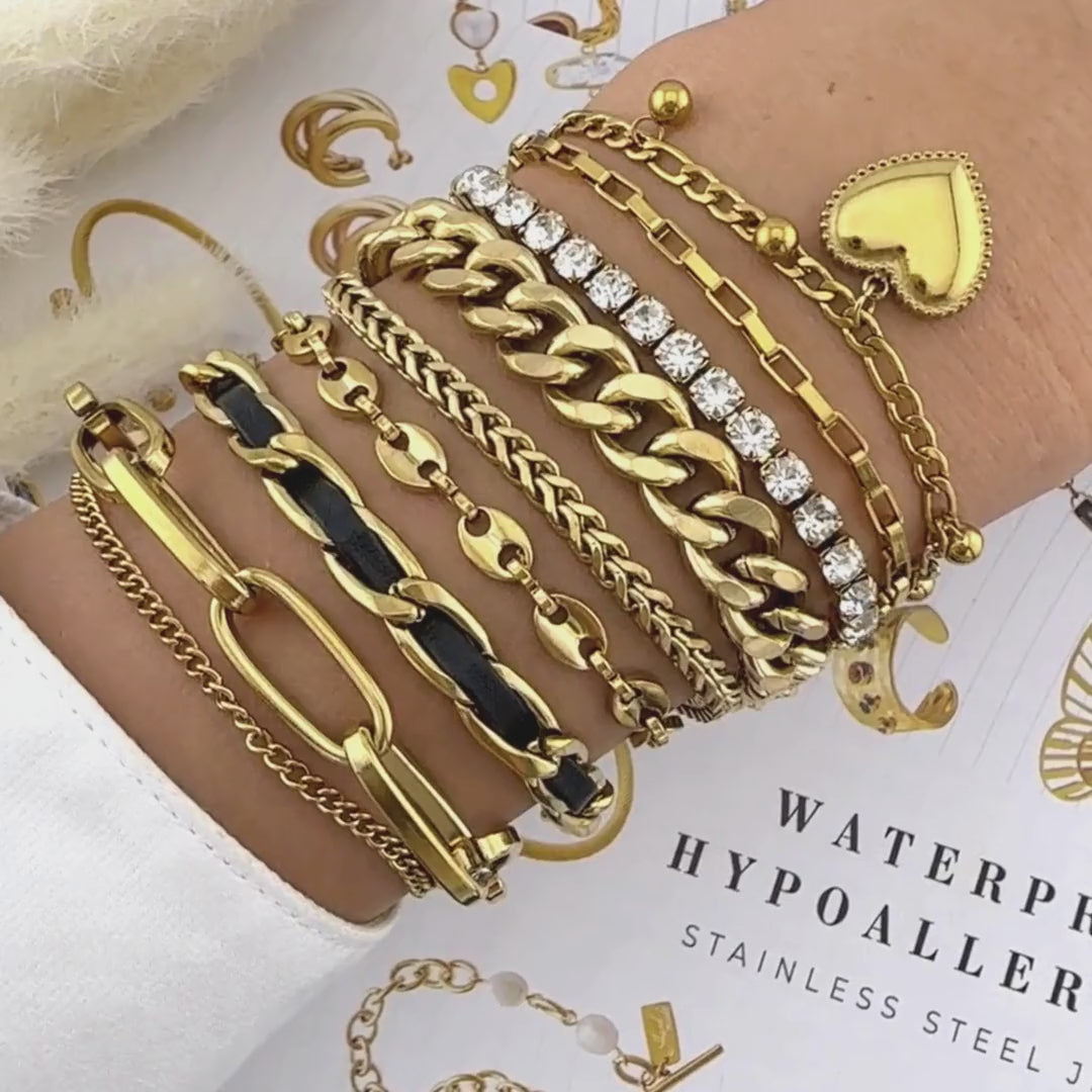 Brățară Premium Tennis Zella inox cu pietre zirconiu cubic, placată cu Aur 18K