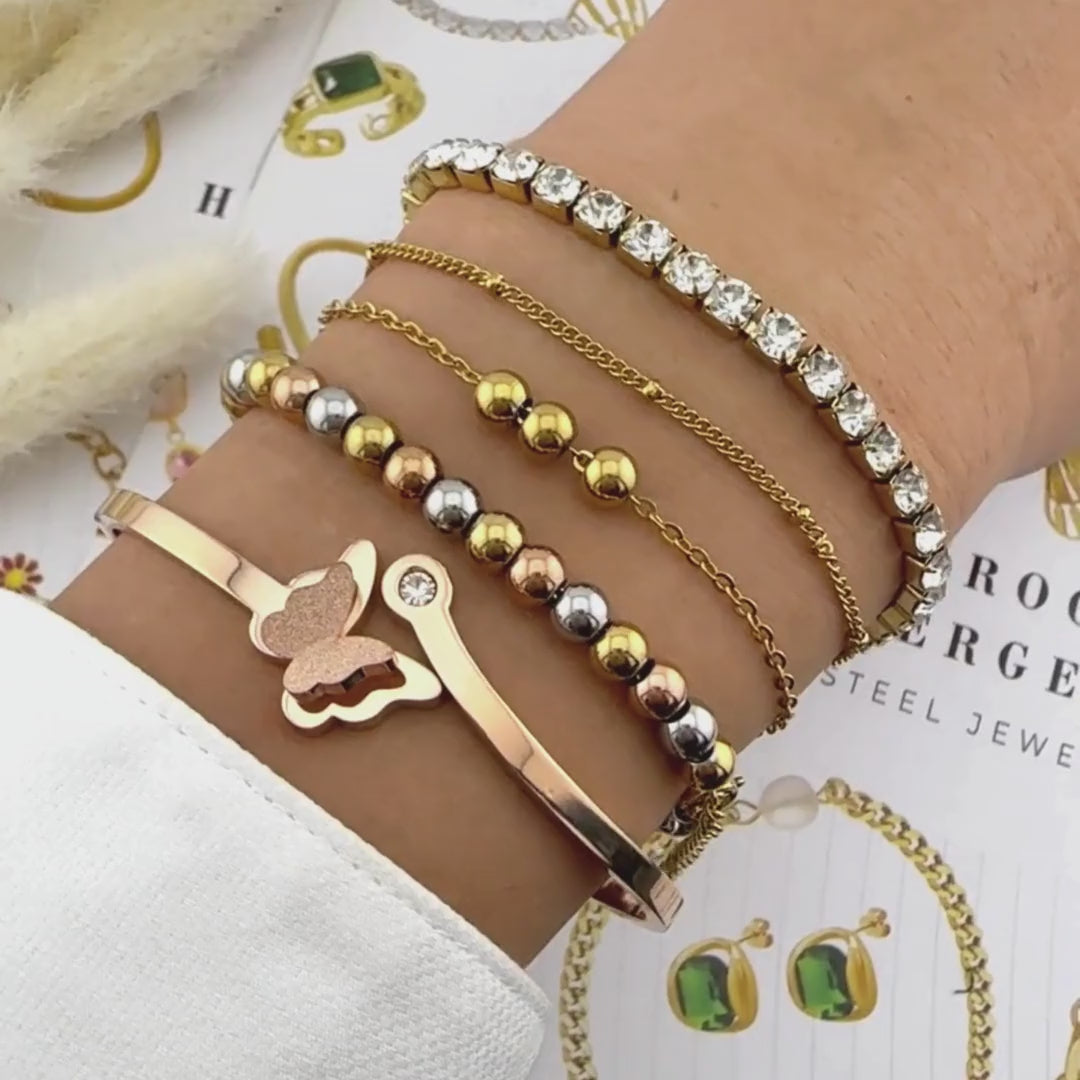 Brățară Premium Tennis Zella inox cu pietre zirconiu cubic, placată cu Aur 18K