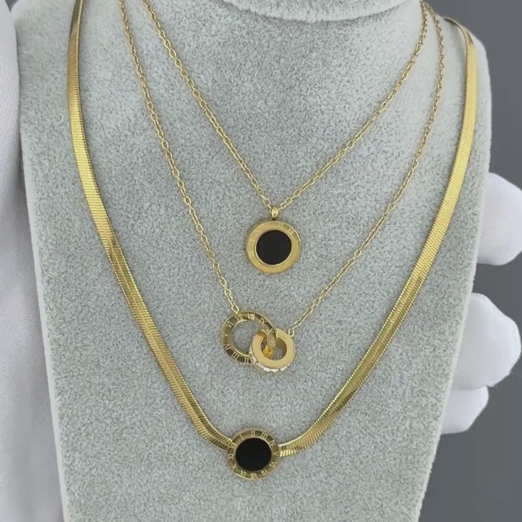 Colier Zaria din inox cu pandantiv zirconiu cubic cu finisaj delicat, placat cu aur 18K