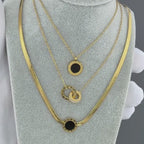 Colier Zaria din inox cu pandantiv zirconiu cubic cu finisaj delicat, placat cu aur 18K