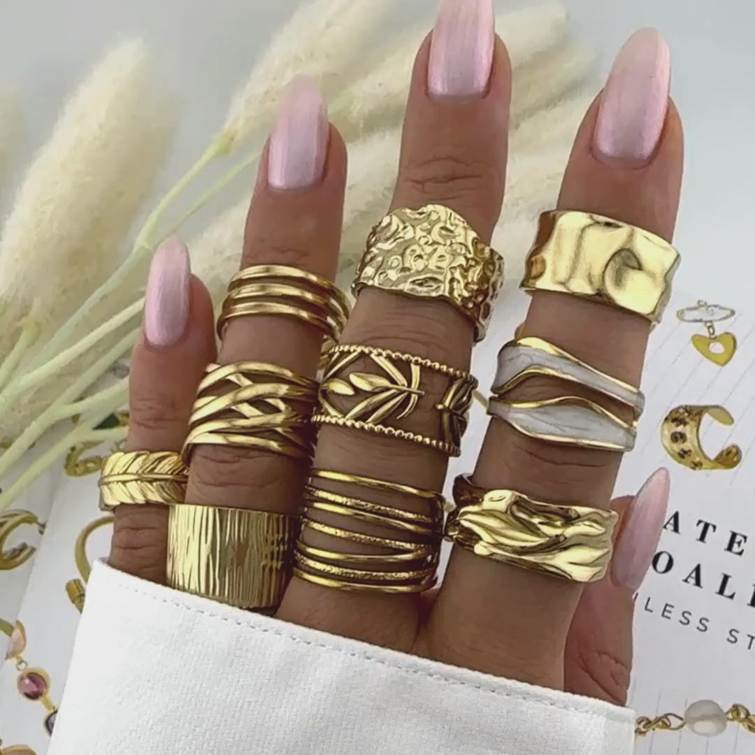 Inel Aurea Premium din Inox cu Design Minimalist Rezistent la Uzură, Placat cu Aur 18K