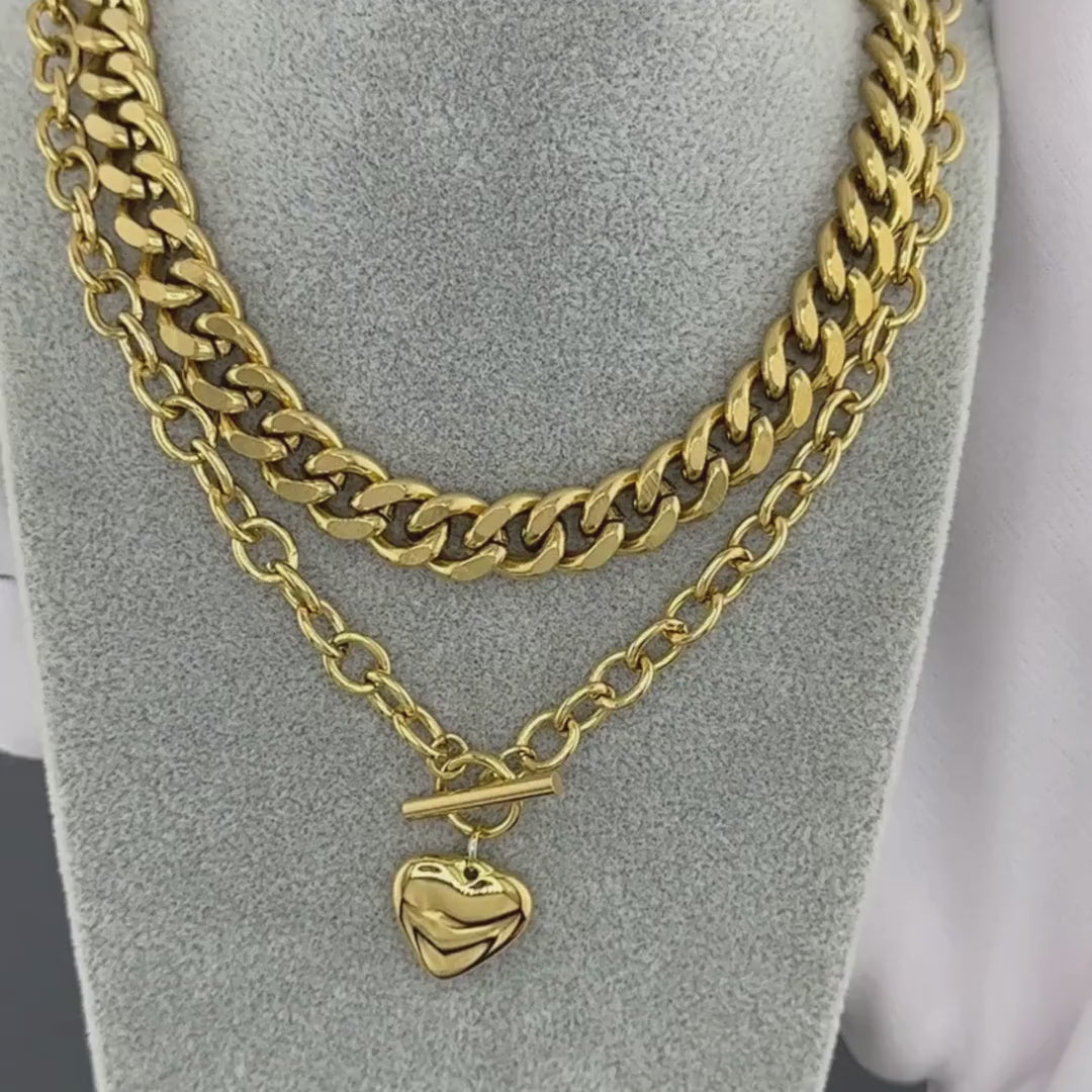 Colier Lyra Pandantiv Inimă Detaliu Premium din inox cu Pandantiv Inimă, placat cu Aur 18K