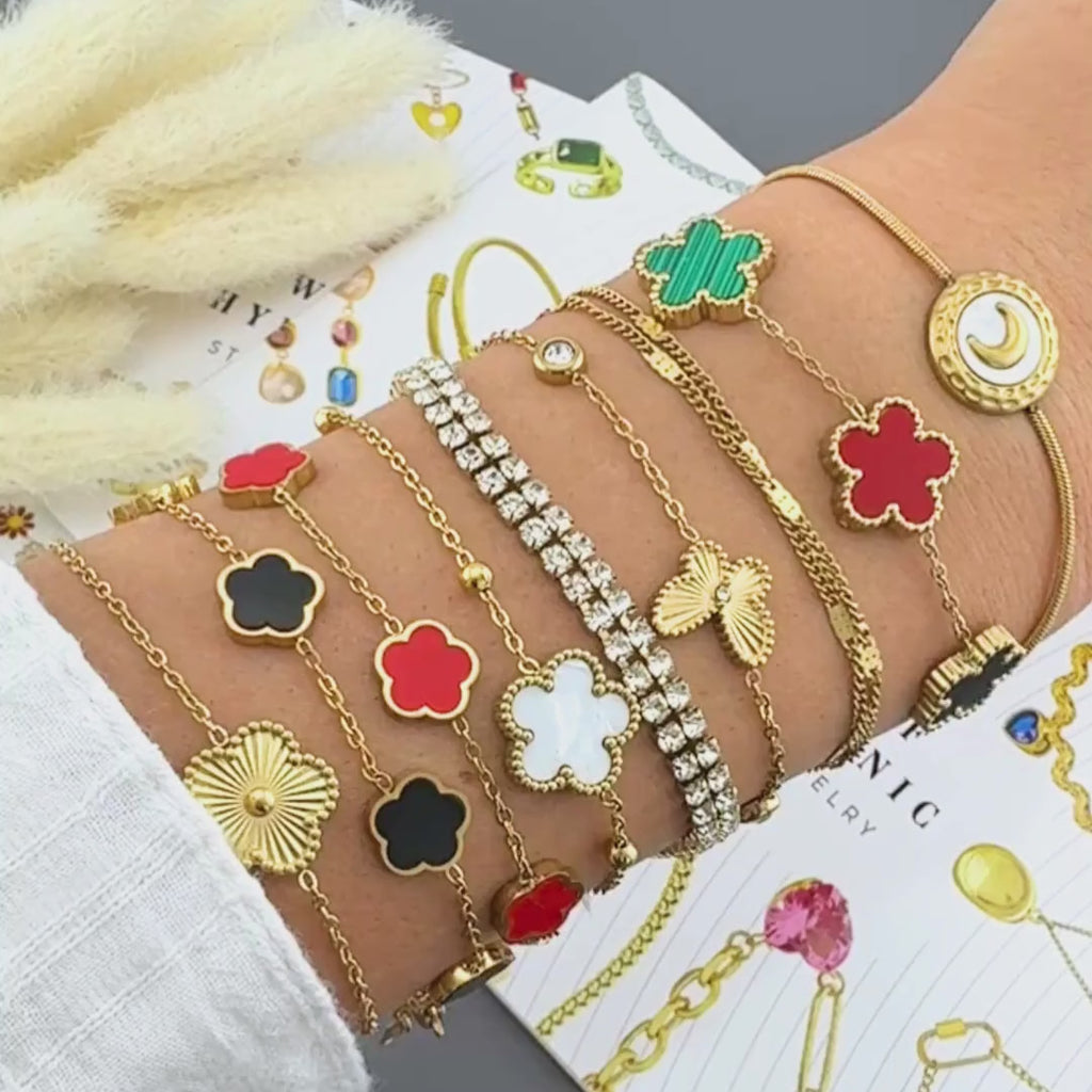 Brățară Flora Premium Elegantă Delicată din inox cu floare, placată cu aur 18K