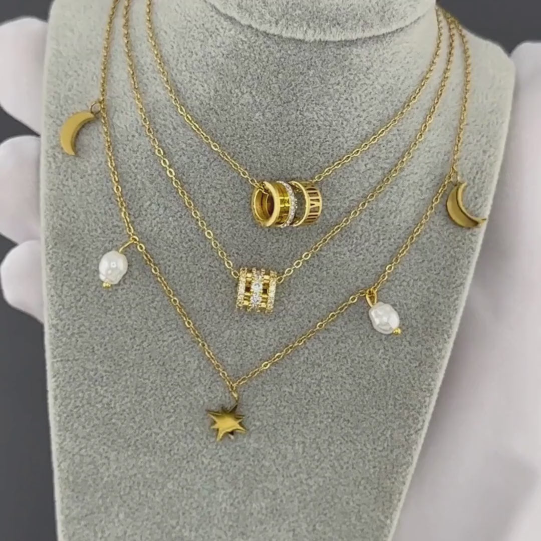 Colier Premium Aurea din inox cu pandantiv cu Zirconiu Cubic, placat cu Aur 18K