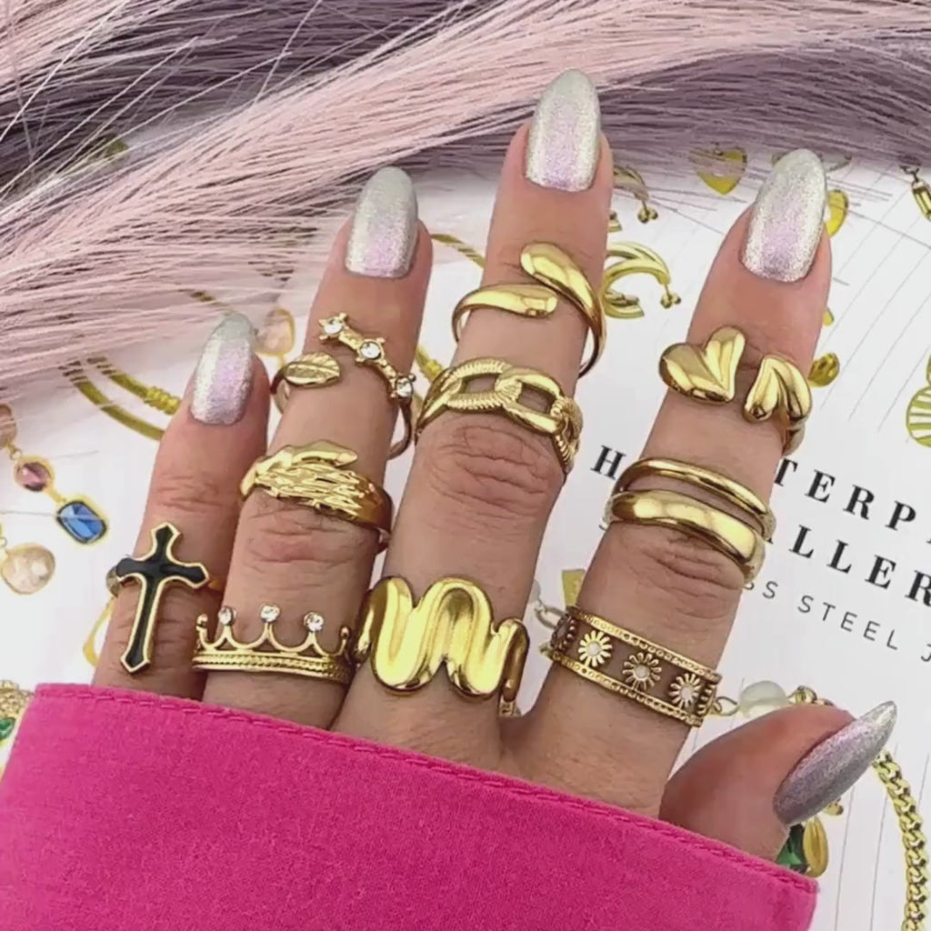 Inel Elara Premium din inox cu Design Minimalist, placat cu aur 18K