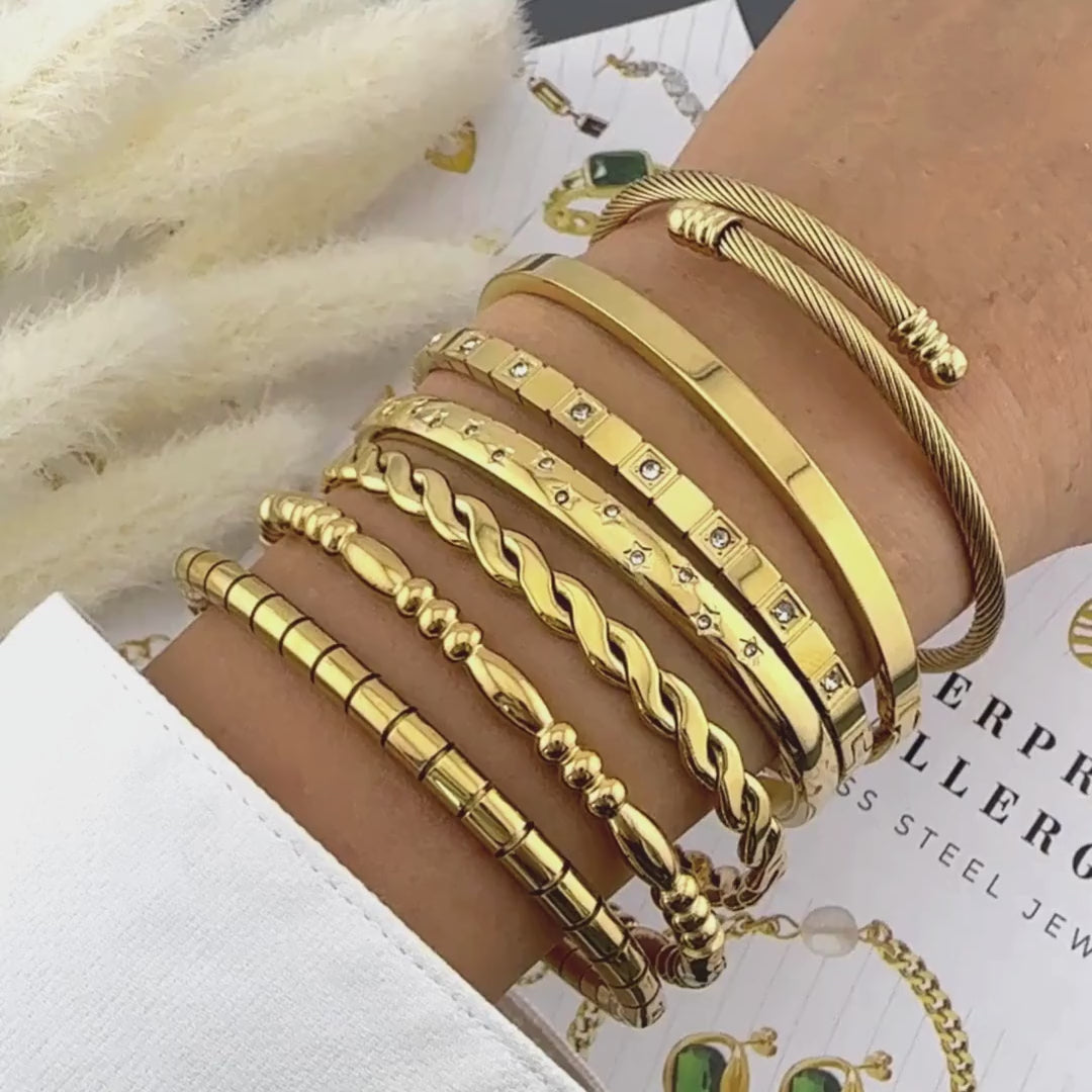 Brățară Auris Premium Ultra Eleganță Contemporană din inox cu Lanț Fin, Placată cu Aur 18K