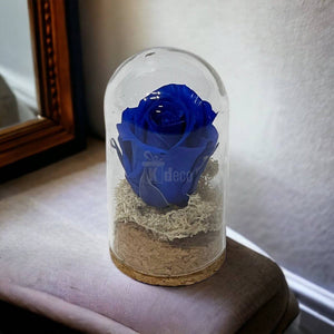 Trandafir Criogenat albastru in cupola mica 5x9,5cm (marturie)-Kdeco.ro