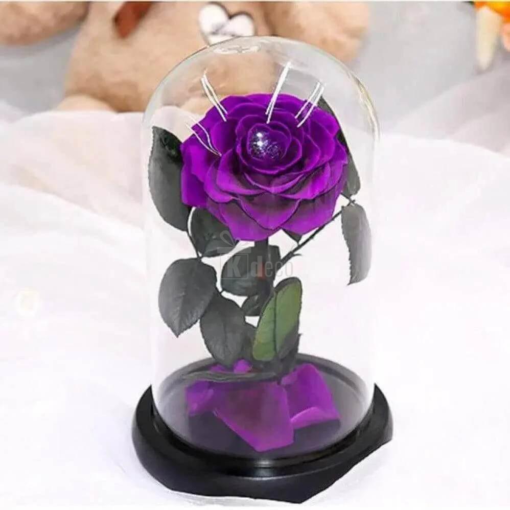 Trandafir Criogenat Bonita purpuriu Ø9,5cm în cupolă elegantă 15x25cm - Kdeco.ro