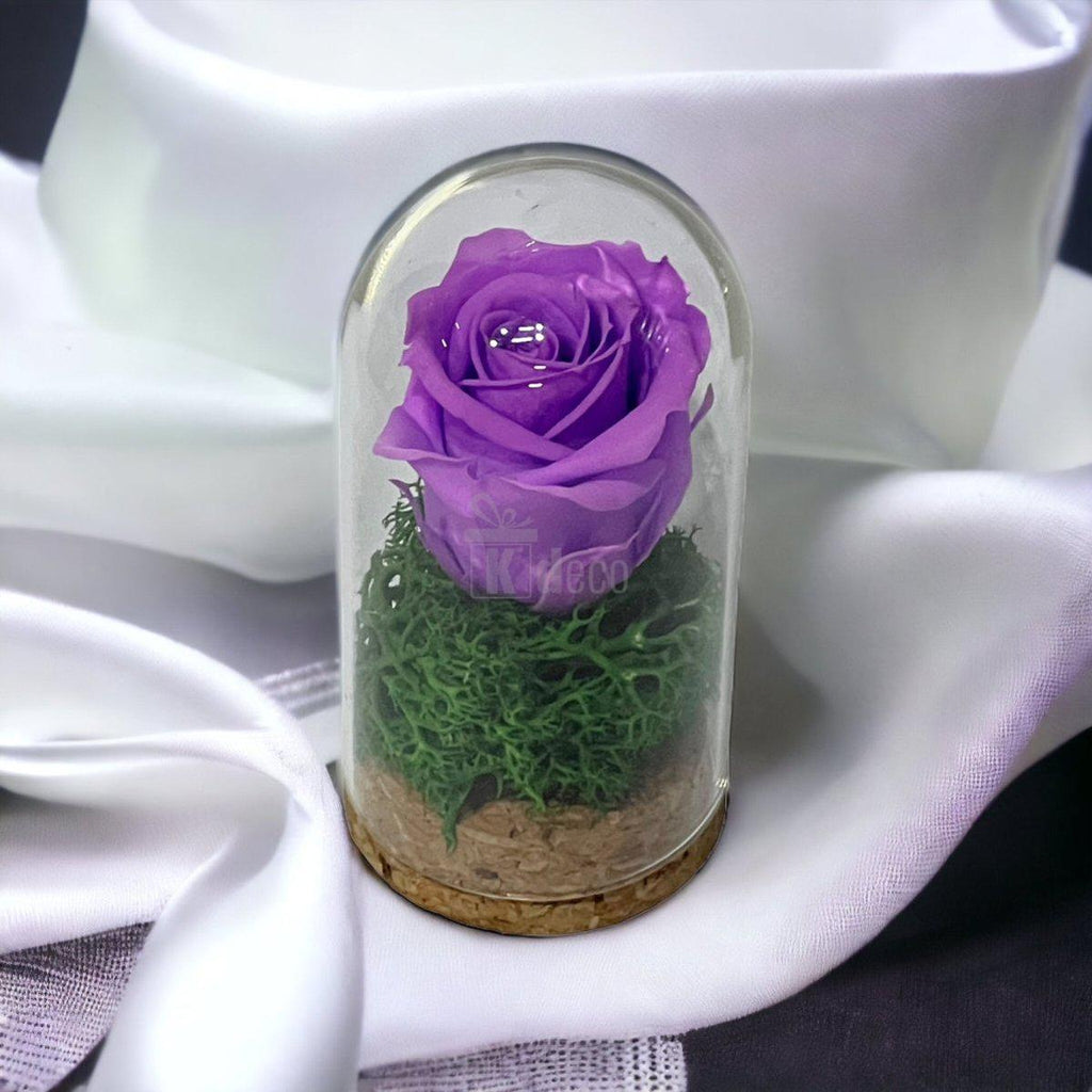 Trandafir Criogenat lila in cupola mica 5x9,5cm (marturie)-Kdeco.ro
