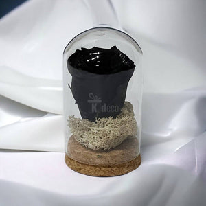 Trandafir Criogenat negru in cupola de sticla 7x12cm (marturie)-Kdeco.ro