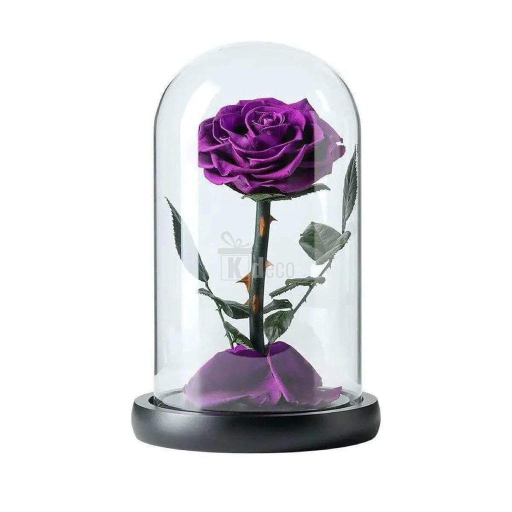 Trandafir Criogenat Nemuritor Bonita Mov în Cupola de Sticlă Ø9,5cm, Dimensiuni 15x25cm - Kdeco.ro
