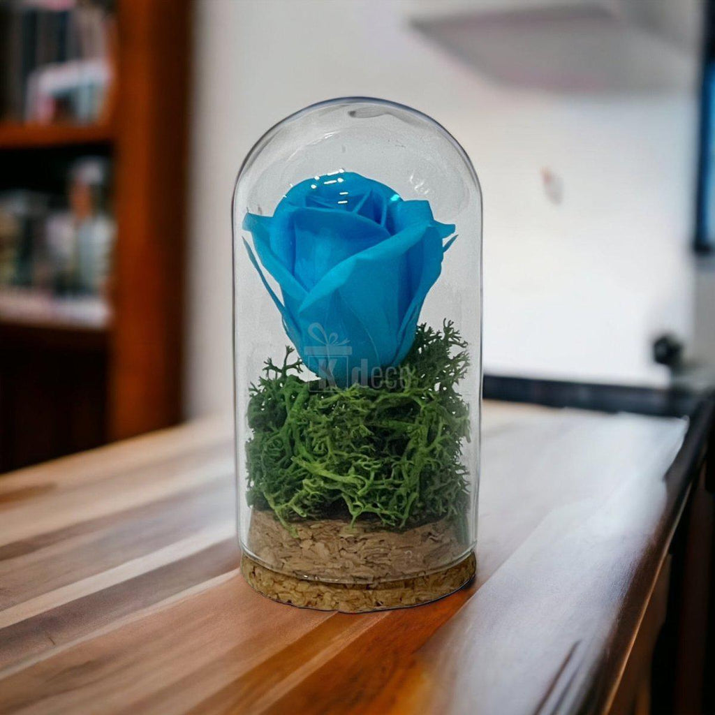 Trandafir Criogenat turquoise in cupola mica 5x9,5cm (marturie)-Kdeco.ro