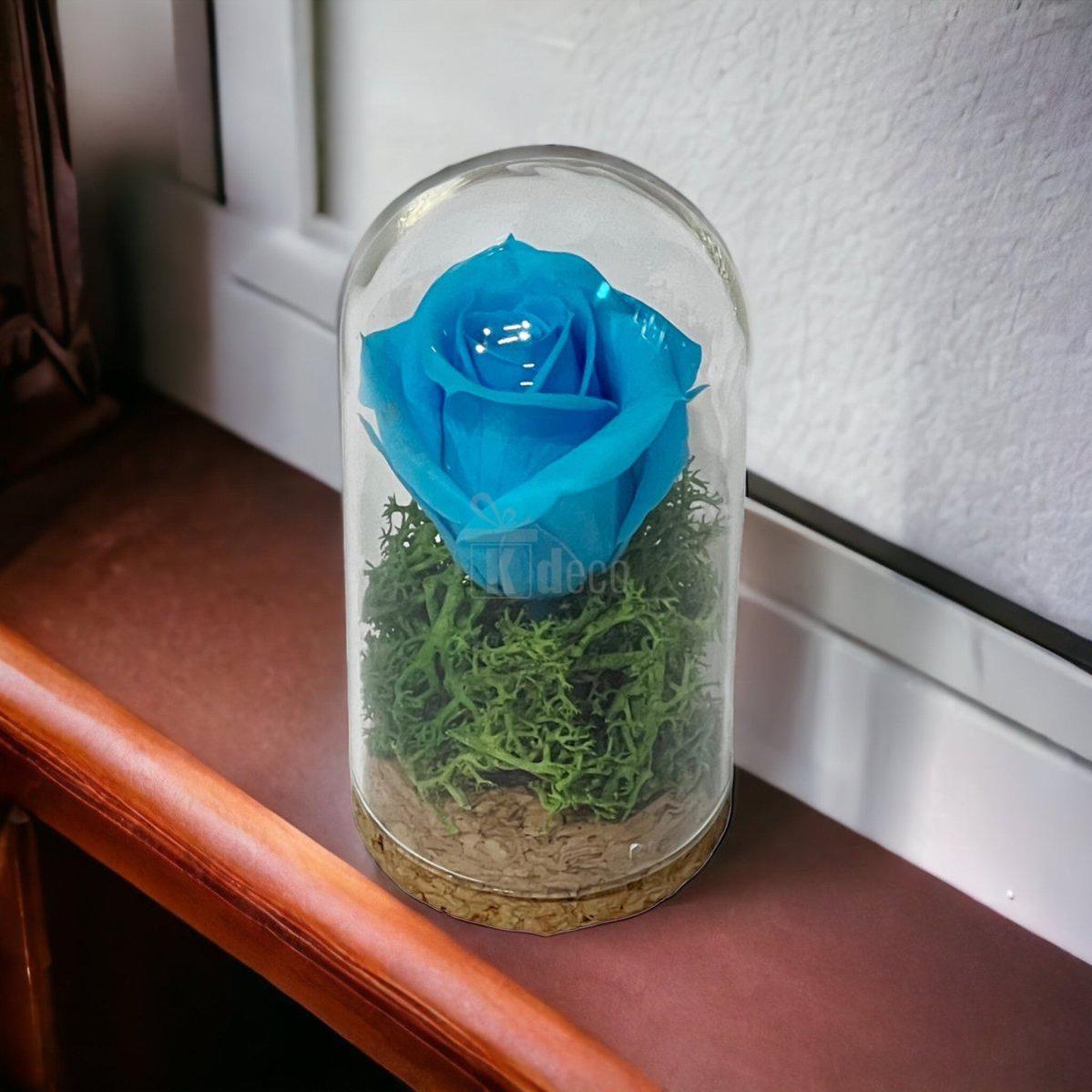Trandafir Criogenat turquoise in cupola mica 5x9,5cm (marturie)-Kdeco.ro