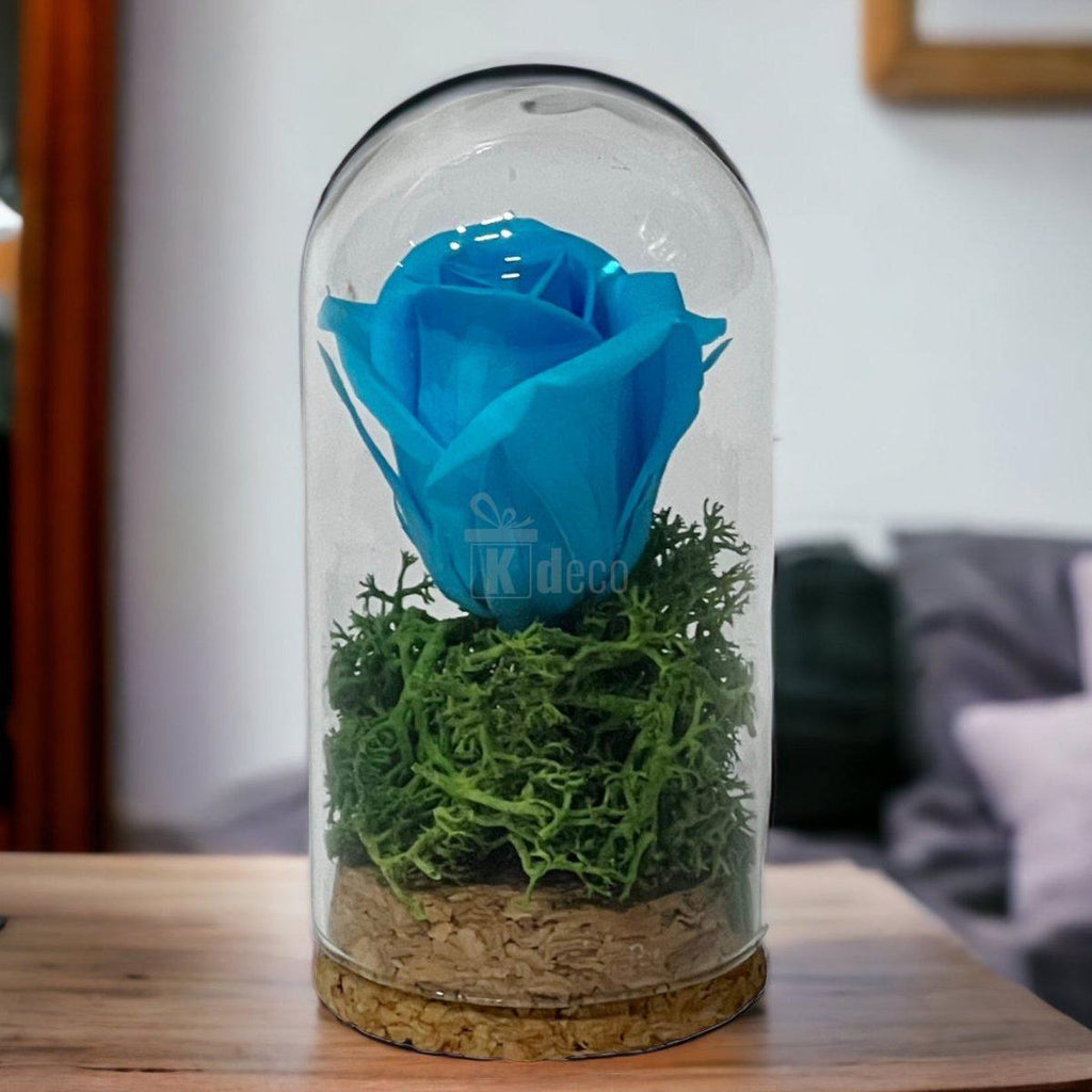 Trandafir Criogenat turquoise in cupola mica 5x9,5cm (marturie)-Kdeco.ro