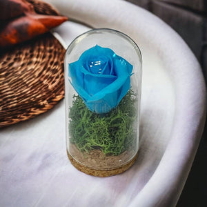 Trandafir Criogenat turquoise in cupola mica 5x9,5cm (marturie)-Kdeco.ro
