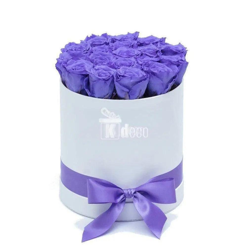 Cutie Ø17cm cu Trandafiri Criogenati XL violet Ø6,5cm - Kdeco.ro