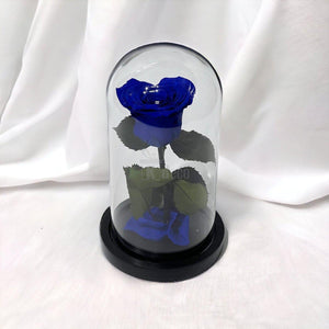 Trandafir Criogenat Albastru în Formă de Inimă în Cupolă de Sticlă - Kdeco.ro