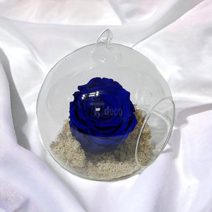 Trandafir Criogenat Albastru în Glob de Sticlă 12cm - Kdeco.ro