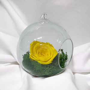 Trandafir Criogenat Galben în Glob de Sticlă 12cm - Rezistență 25 ani - Kdeco.ro