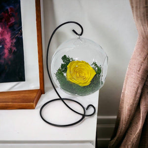 Trandafir Criogenat Galben XL în Glob de Sticlă Suspendat, Dia. 12cm - Kdeco.ro