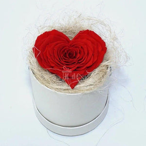 Trandafir Criogenat inima Ø9cm in cutie rotunda, cadou - Kdeco.ro