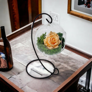Trandafir Criogenat Piersică XL în Glob Sticlă Suspendat Dia. 10cm - Kdeco.ro