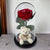 Trandafir Criogenat Premium Rosu cu Ursulet in Cupola de Sticla (8cm) - Kdeco.ro