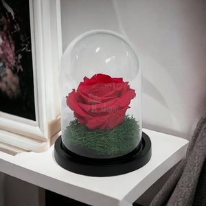 Trandafir Criogenat Premium Roz Inchis în Cupolă de Sticlă - 8cm - Kdeco.ro