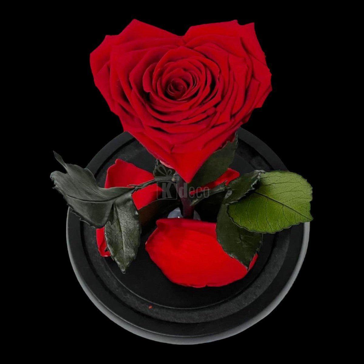 Trandafir Criogenat Rosu in Forma de Inima - Cupola de Sticla - Kdeco.ro